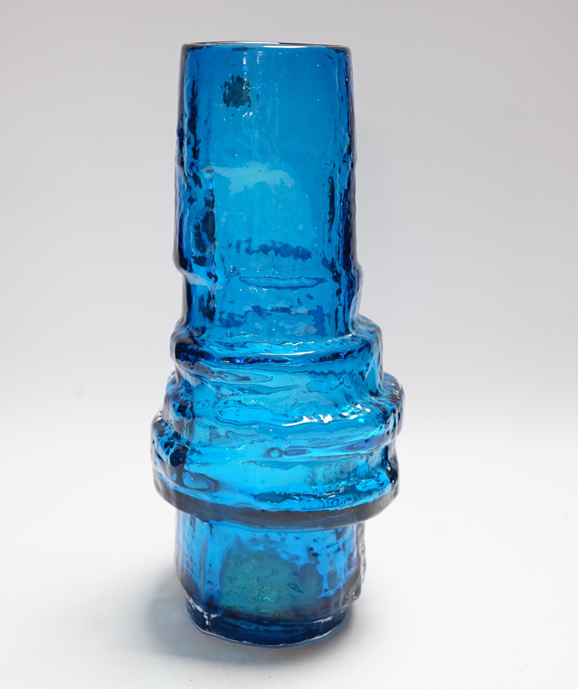 A Whitefriars ‘Hoop’ vase in kingfisher blue, 27cm high